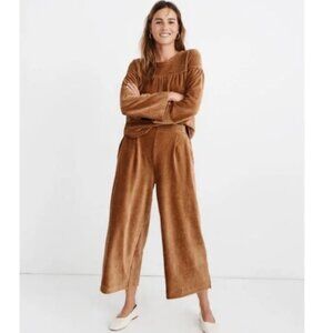 Full SET! MADEWELL Texture Wide Leg Corduroy pant and top Tobacco Brown S